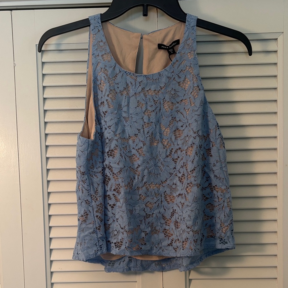 Chic Blue Lace Tank Top